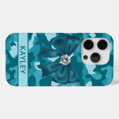 Glitterende Teal Camouflage Gepersonaliseerd Case-Mate iPhone Case (Achterkant (horizontaal))