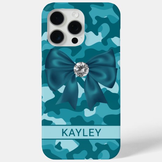 Glitterende Teal Camouflage Gepersonaliseerd Case-Mate iPhone Case (Achterkant)