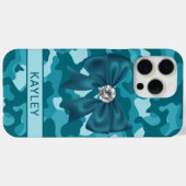 Glitterende Teal Camouflage Gepersonaliseerd Case-Mate iPhone Case (Achterkant (horizontaal))