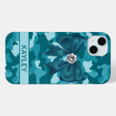 Glitterende Teal Camouflage Gepersonaliseerd Case-Mate iPhone Case (Achterkant (horizontaal))