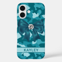 Glitterende Teal Camouflage Persoonlijk