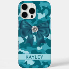 Glitterende Teal Camouflage Persoonlijk iPhone 16 Pro Max Hoesje