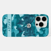 Glitterende Teal Camouflage Persoonlijk Case-Mate iPhone Case (Achterkant (horizontaal))