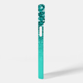 Glitterende Teal Glitter Turquoise Ombre Monogram Case-Mate iPhone Case (Achterkant / Rechts)