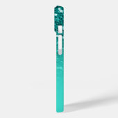 Glitterende Teal Glitter Turquoise Ombre Monogram Case-Mate iPhone Case (Achterkant / Links)