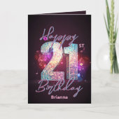 Glitterende Trendy Chic Disco Dans 21e Verjaardag Kaart (Voorkant)