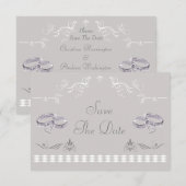 Glitterende Trouwringen & Harten Bewaar de Datum Save The Date (Voorkant / Achterkant)