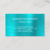 Glitterende turquoise blauwe folie fancy monogram visitekaartje (Achterkant)