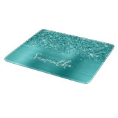 Glitterende Turquoise Blauwe Glam Naam Snijplank (Hoek)
