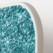 Glitterende Turquoise Glitter Ombre Moderne Schrif Pickleball Paddle (Links Detail)