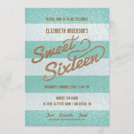 Glitterende Turquoise Krachtige Strepen Sweet Sixt Kaart