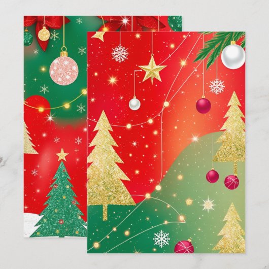 Glitterende vakantiemagie kaart (Voorkant / Achterkant)