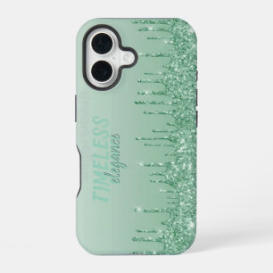 Glitterende verf druppel Mintgroene glamour esthet iPhone 16 Hoesje