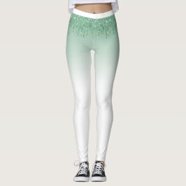 Glitterende verf druppel Mintgroene glamoureuze es Leggings