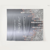 Glitterende verjaardagsfeest glans zilver roze gou wandkleed (Voorkant (horizontaal))