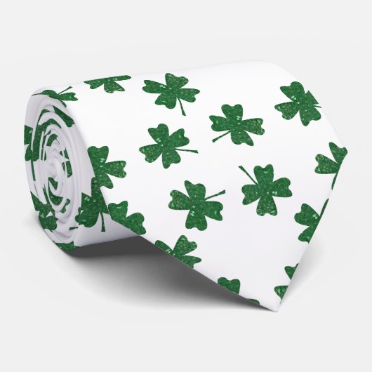 Glitterende vierbladige klavers stropdas (Opgerold)