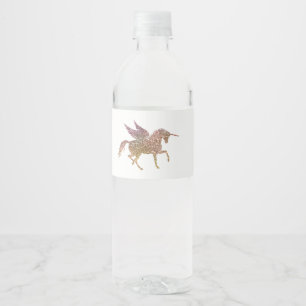 Glitterende Vliegende Eenhoorn Magisch Verjaardags Waterfles Etiket