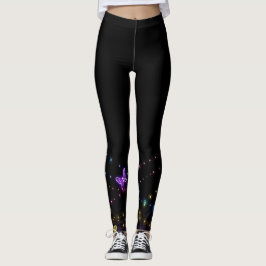 Glitterende Vlinder Dierenprint op Zwart Leggings