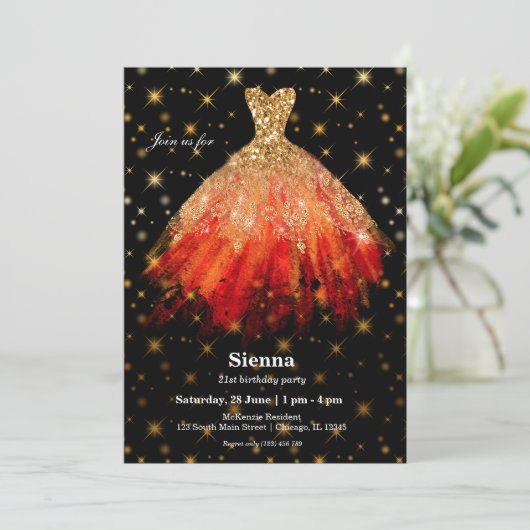 Glitterende waterverf jurken kaart (Staand voorkant)