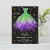 Glitterende waterverfjurken kaart (Staand voorkant)