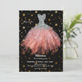 Glitterende waterverfjurken kaart (Staand voorkant)