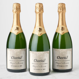 Glitterende wijn glinsterende drup trendy glamour  sparkling wijnetiket