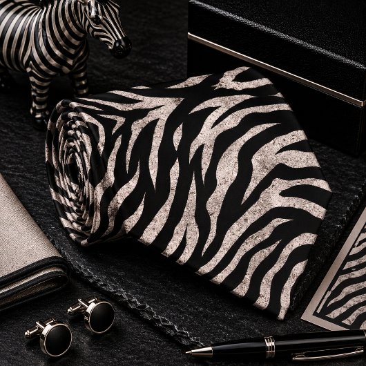 Glitterende Zebra Wilde Dieren Patroon Stropdas