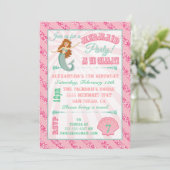 Glitterende Zeemeermin Verjaardagsfeestje Uitnodig Kaart (Staand voorkant)