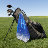 Glitterende Zilver en Koninklijk Blauwe Folie Mono Golfhanddoek (Groen)