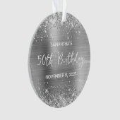 Glitterende Zilver Folie 50e Verjaardag Ornament (voorkant)