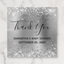 Glitterende Zilver Folie Baby Shower Bedankt Bedankjes Labels