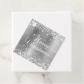 Glitterende Zilver Folie Prettig Kerst Geschenk Bedankjes Labels (In situ)