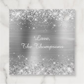 Glitterende Zilver Folie Prettig Kerst Geschenk Bedankjes Labels (Achterkant)