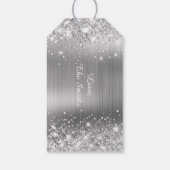 Glitterende Zilver Folie Prettig Kerstfeest Cadeaulabel (Achterkant)