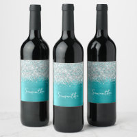 Glitterende Zilver Turquoise Blauwe Glam Lettertyp