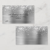 Glitterende zilveren 25e trouwdag plaatskaartje (Voorkant / Achterkant)