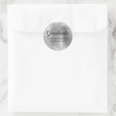Glitterende Zilveren Afgestudeerdenklas van 2024 Ronde Sticker (Tas)