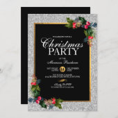 Glitterende zilveren en gouden elegante kerstfeest kaart (Voorkant / Achterkant)