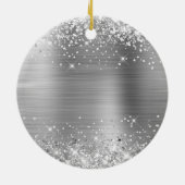 Glitterende Zilveren Folie Afstuderen Keramisch Ornament (Achterkant)