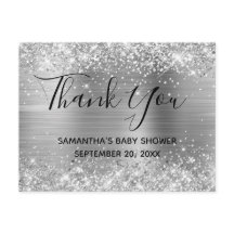 Glitterende Zilveren Folie Baby Shower Bedankt