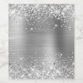 Glitterende Zilveren Folie Blanko Wijn Etiket (Enkel label)