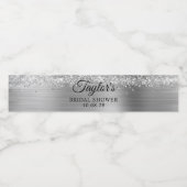 Glitterende Zilveren Folie Bruidsfeest Waterfles Etiket (Enkel label)