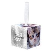 Glitterende Zilveren Folie Fancy Monogram Decoratie (Voorkant hoekig)