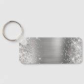 Glitterende Zilveren Folie Fancy Monogram Sleutelhanger (Achterkant)