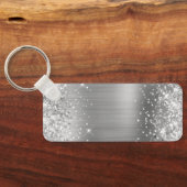 Glitterende Zilveren Folie Fancy Monogram Sleutelhanger (Achterkant)