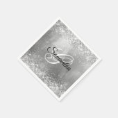 Glitterende Zilveren Folie Fijne Monogram Servet (Hoek)