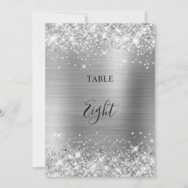 Glitterende Zilveren Folie Trouwtafel Nummer 5x7 K