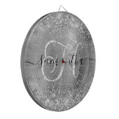 Glitterende Zilveren Glam Monogram Dartbord (Voorkant Links)