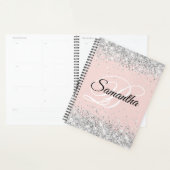 Glitterende Zilveren Glans Blozende Fijne Monogram Planner (Display)