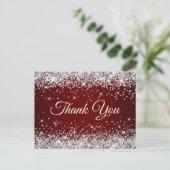 Glitterende Zilveren Glans Burgundy Donkerrood Dan Briefkaart (Staand voorkant)